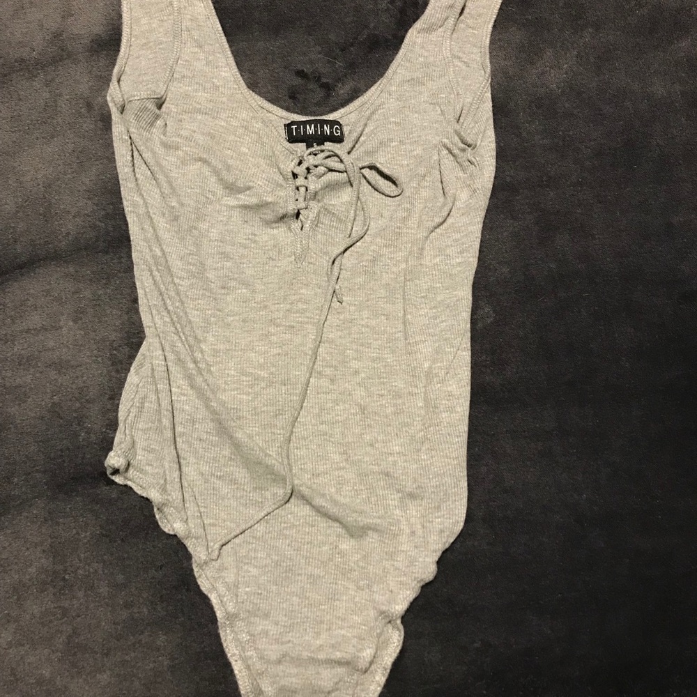 Grey tie bodysuit